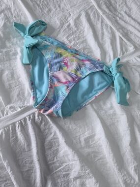 XS Side-Tie Bow Tropical Print Bikini Bottoms in Aqua, Coral, Lilac Etc (NWOT)